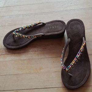 Mixit Rainbow Boho Beaded Flip-Flops Size 8 & 1/2